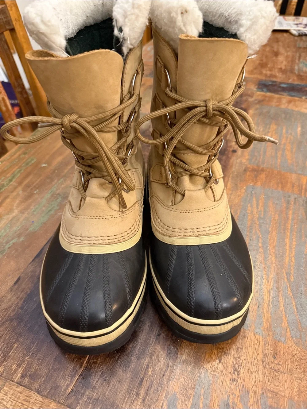 Sorel Tan and Black Caribou Waterproof Men's Winter Boots